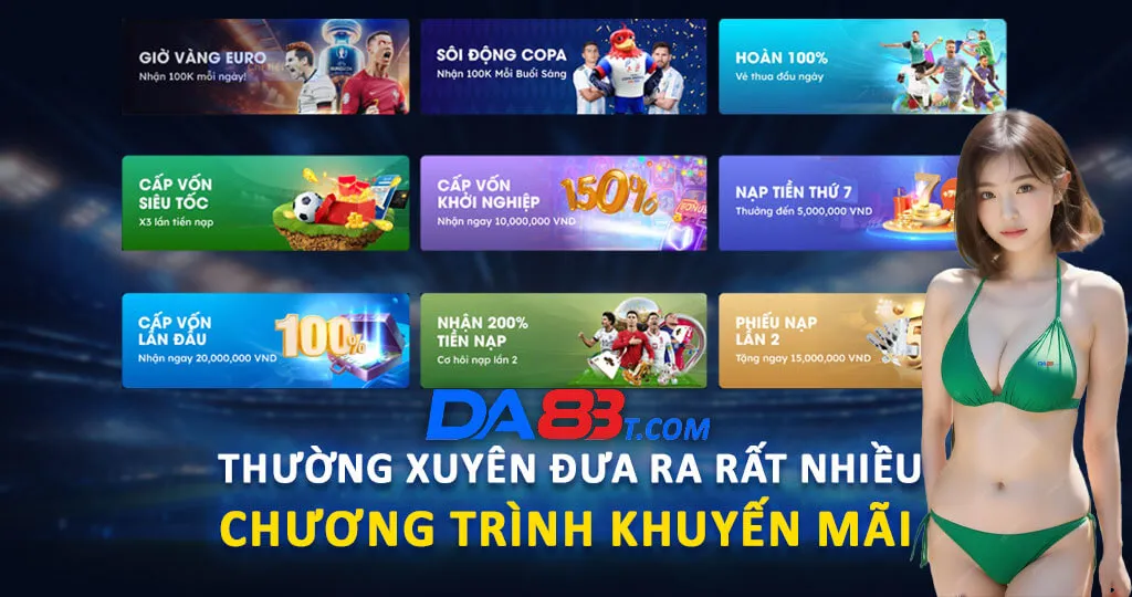 DA88 thường xuyên đưa ra rất nhiều chương trình khuyến mãi